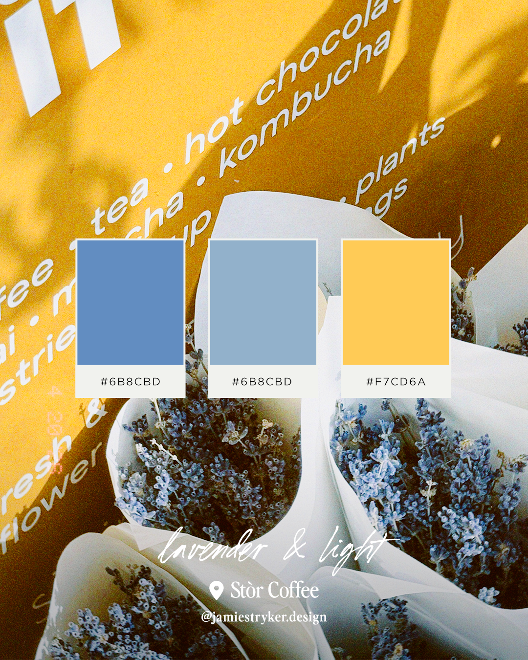 Bundles of dried lavender outside Stor Coffee