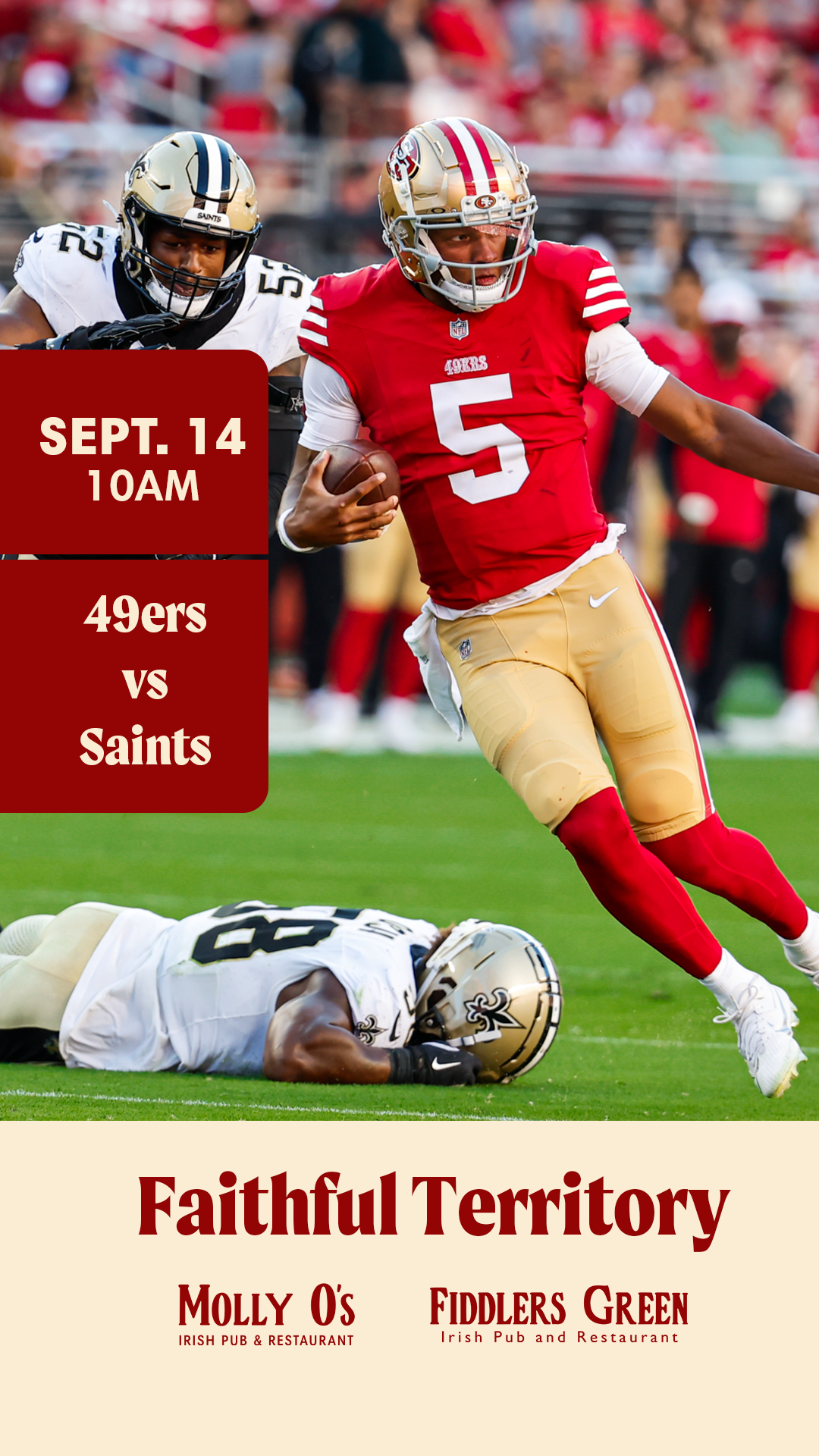 49ers vs Saints | Best Watch Party in San Carlos