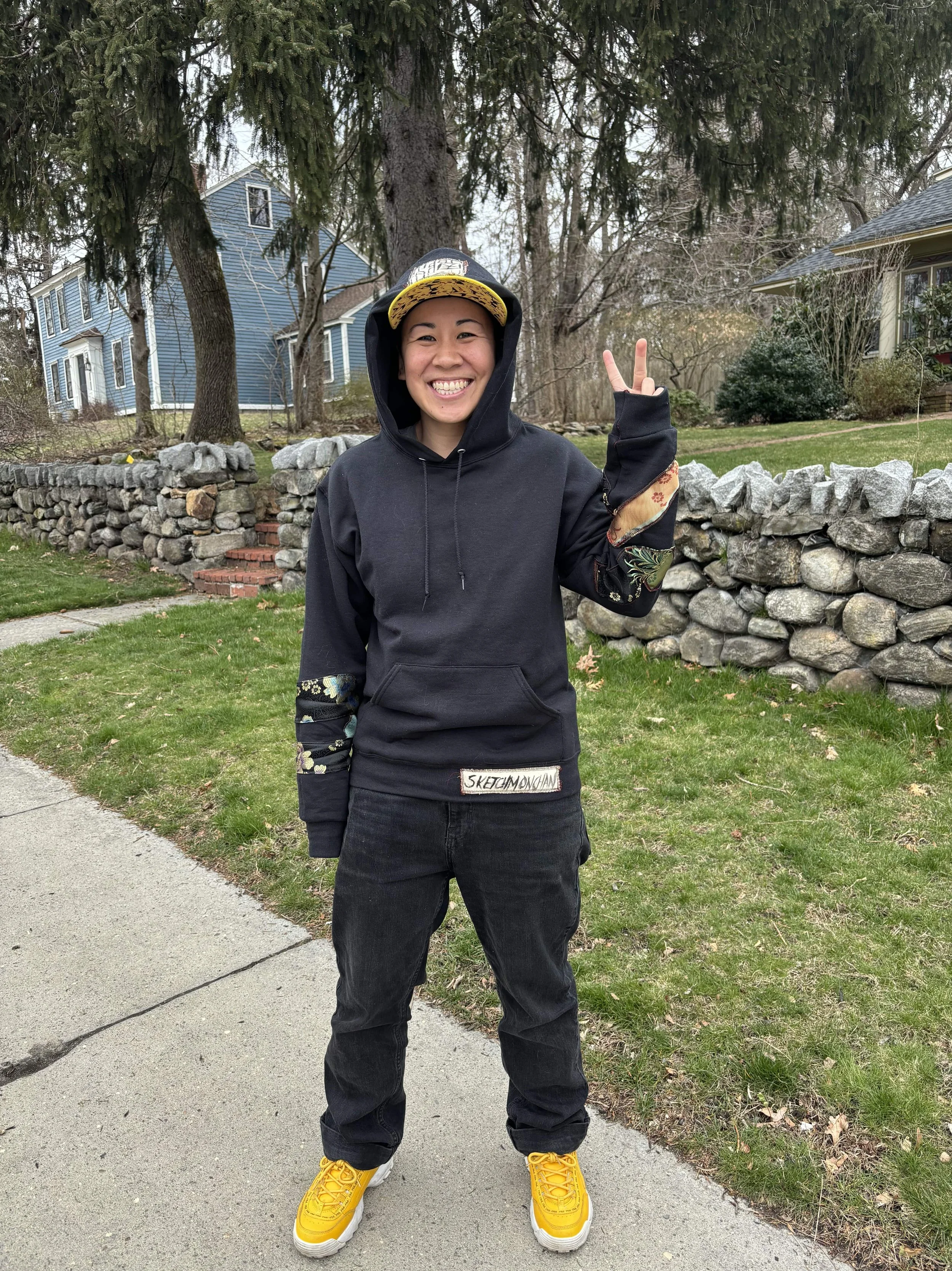 Custom Pikachu Canvas Hoodie with Silk Brocade detail