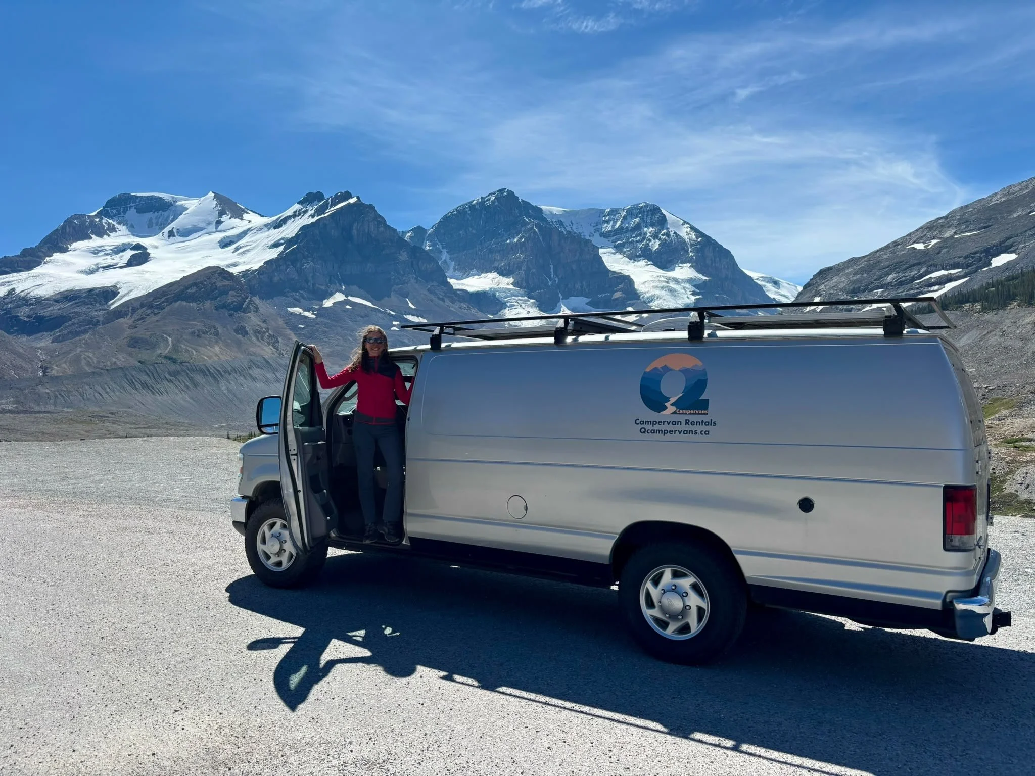 Campervan parked on Jasper's Icefields Parkway