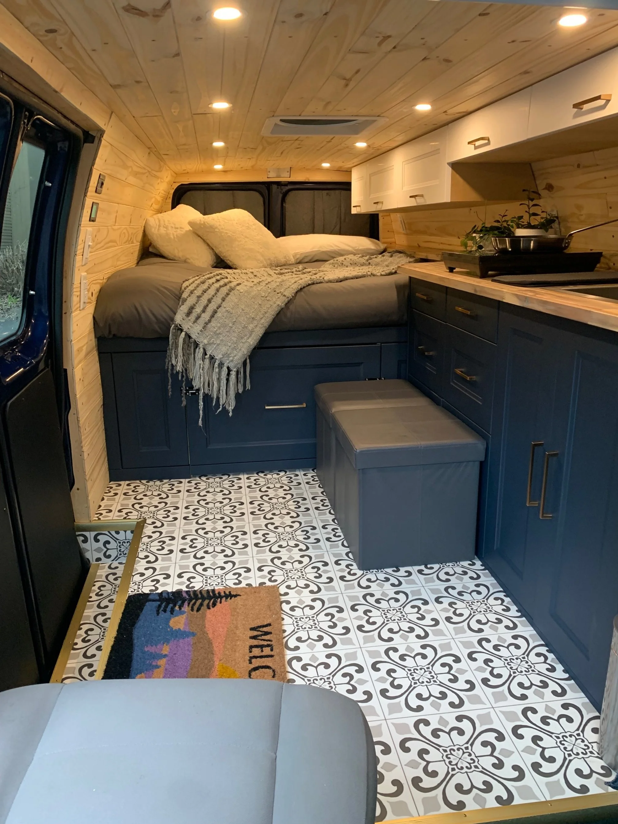 Ford E-350 Campervan with luxury interior design. Q Campervans 3rd van, Big Blue.