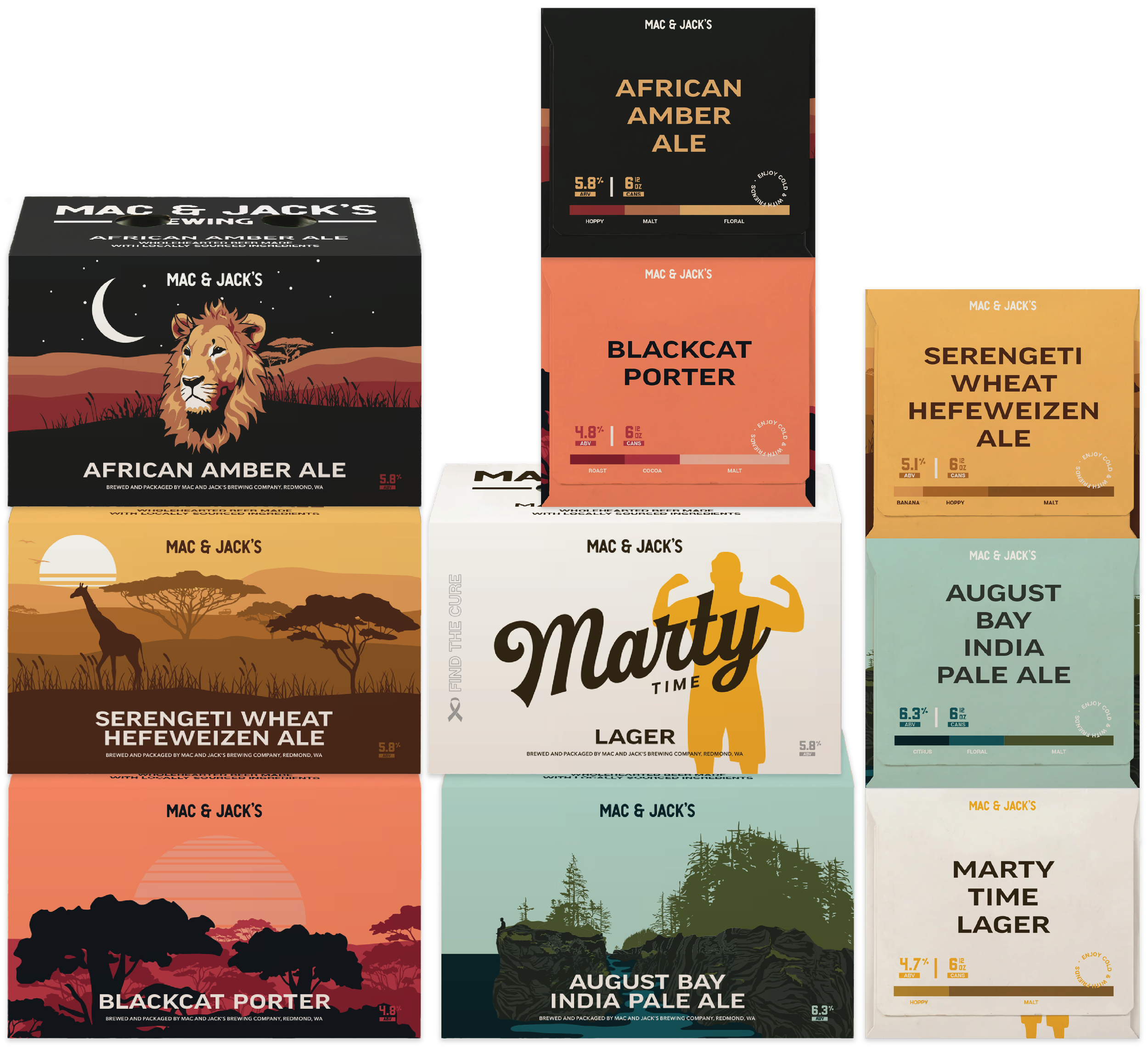 Mac and Jack's corrugated box designs