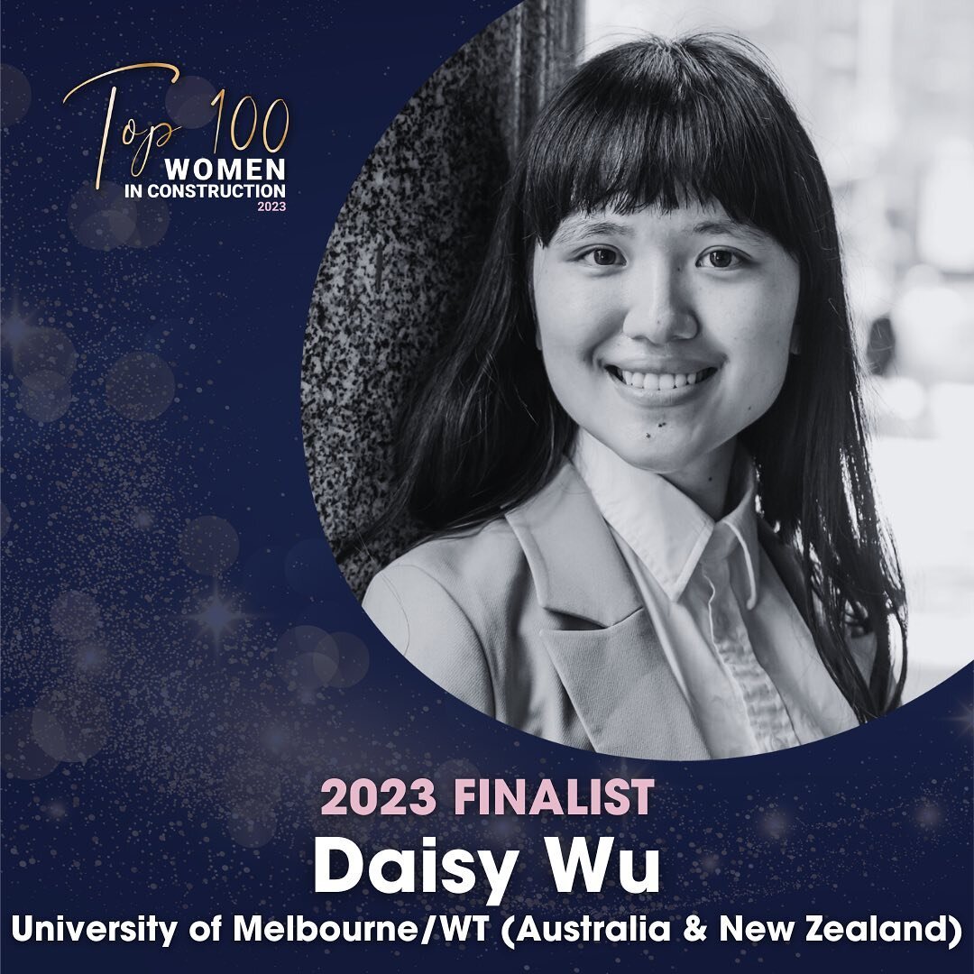 Honoured to be a finalist of the 2023 Top 100 Women in Construction award! @top_100_women 

My heartfelt gratitude goes to my supportive network who built me up from day 1 as a then shy Chinese student in University of Melbourne&rsquo;s construction 