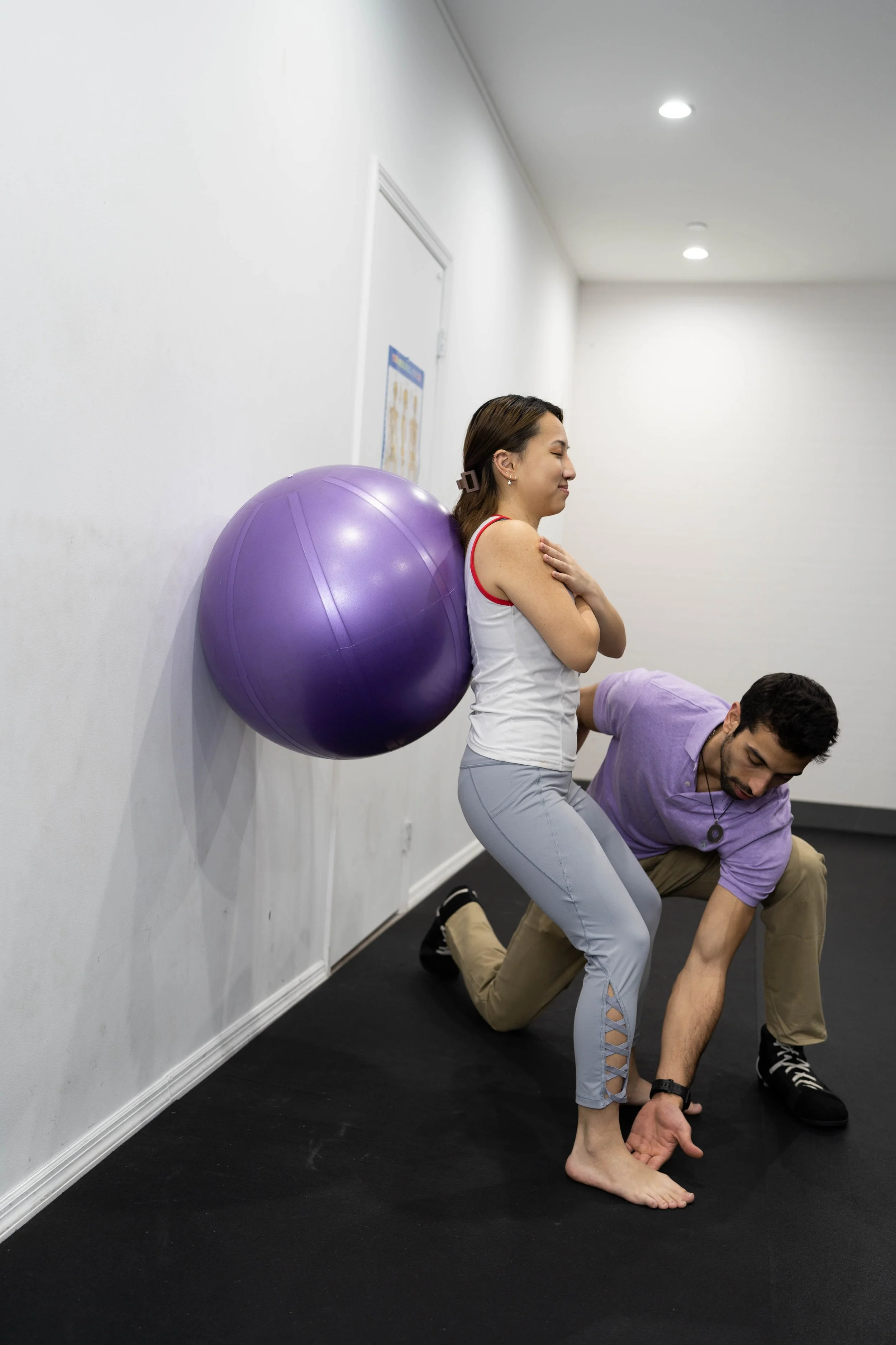 Swiss ball squat, physio bal, physical therapy, personal trainer, medical doctor, licensed massage therapist, osteopath, chiropractor, exercise, strength training, balance training, postural training, senior personal trainer