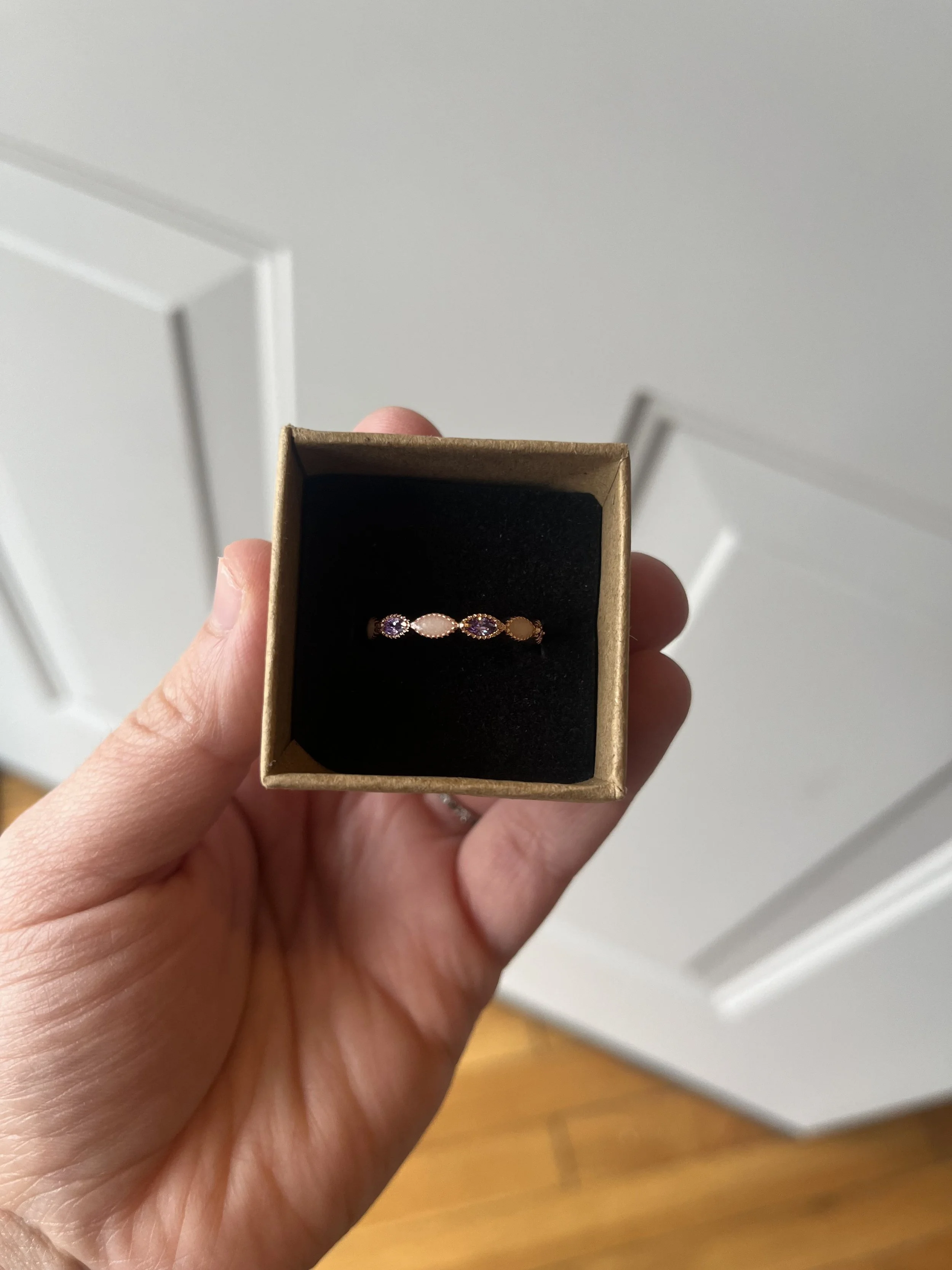 Mama's Milk Rose Gold Stackable Birthstone Band