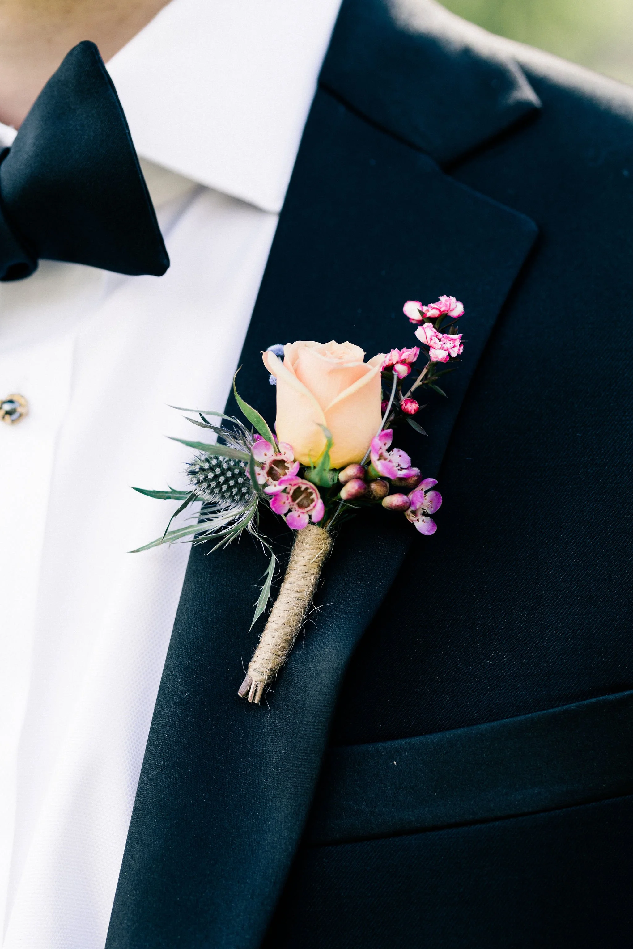 peach rose boutonniere faw wedding Duke Gardens.JPG