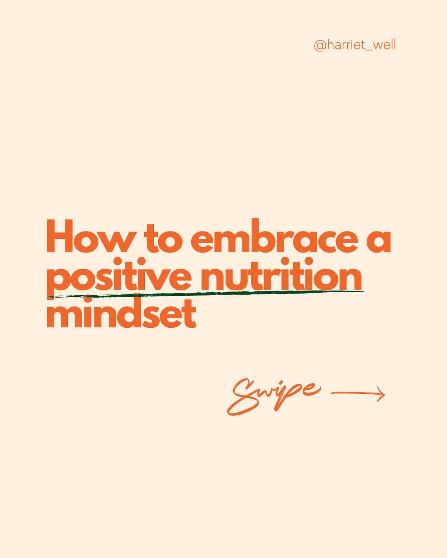 5 ways to embrace a positive nutrition mindset ➡️

1. Focus on addition, not restriction
2. Stop labelling food as &ldquo;good&rdquo; or &ldquo;bad&rdquo;
3. Ditch the all-or-nothing mindset
4. Practice mindful eating
5. Cultivate self-compassion 

H