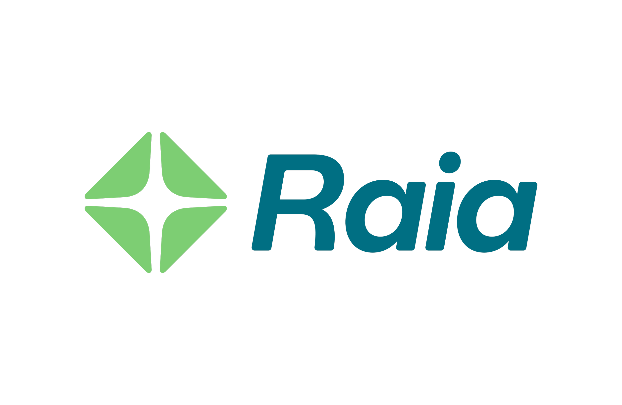 Logotipo da Raia, com símbolo verde ao lado da palavra 'Raia' em fonte azul escura.