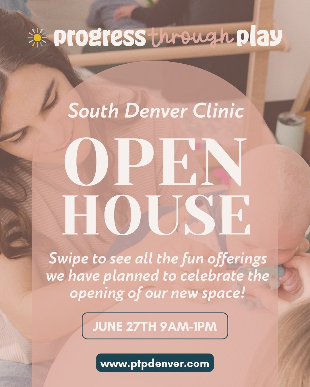 🎉 We&rsquo;re all settled in to our new South Denver clinic and we want you to celebrate with us! 🎉
⁣
Join us June 27th from 9AM&ndash;1PM for our Open House Celebration at the new Progress Through Play clinic! Drop in anytime to chat and shop or a