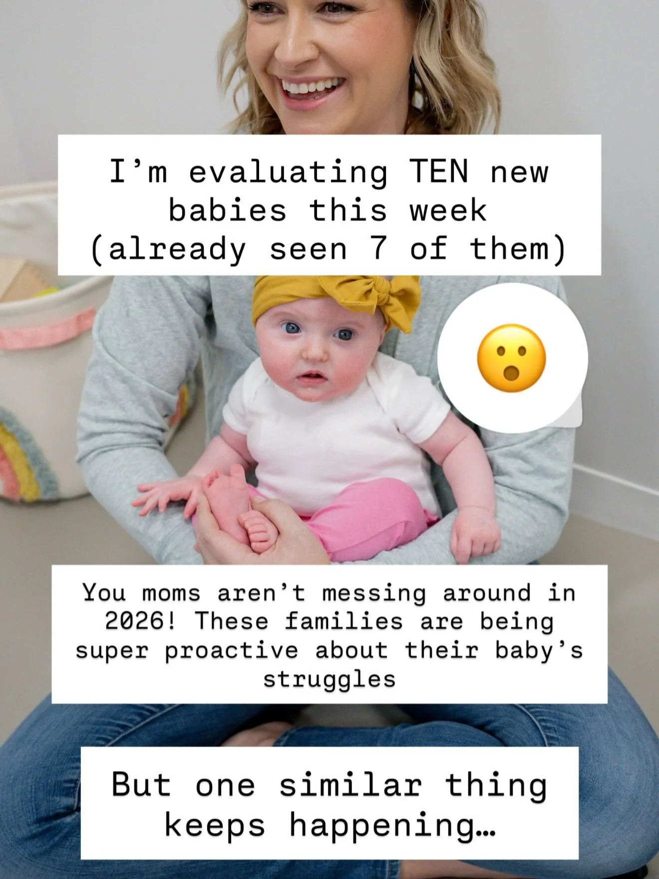 This week I&rsquo;ve evaluated TEN new babies&hellip; and there&rsquo;s a pattern I keep seeing. 💛

So many moms walk into sessions carrying months of worry, second-guessing, and feeling unheard. And then something shifts.

Tears come &mdash; not fr