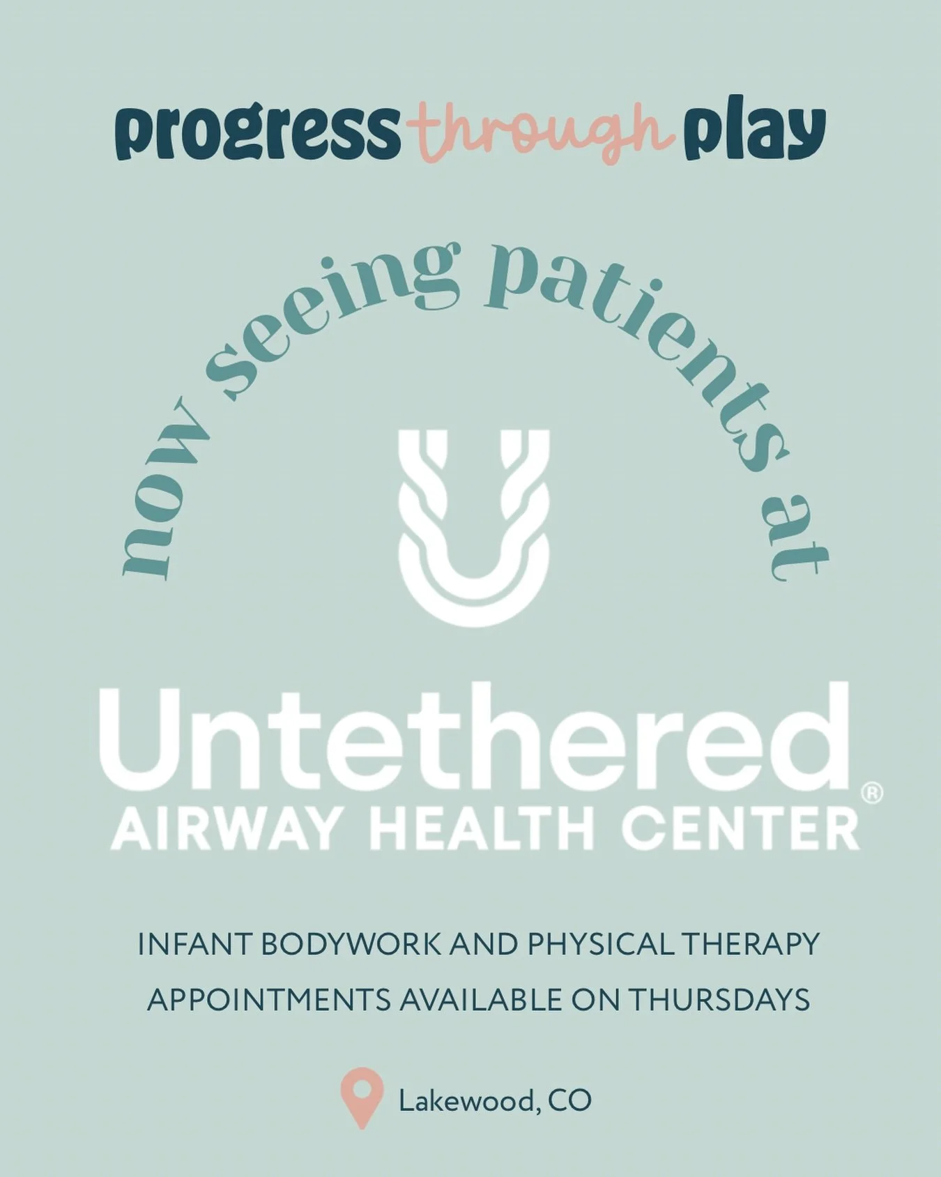 Appointments just got easier for our families west of Denver! @ptp_dr_nicole will now be seeing patients at the office of our good friends at @untetheredairway in Lakewood. She will be available for all of your infant PT needs for babies birth throug