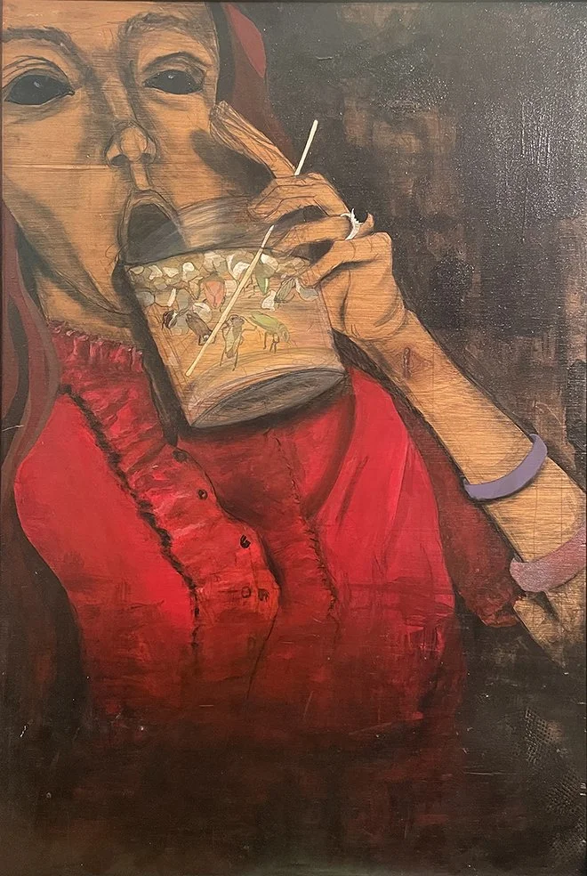 Self Portrait , mixed media on wood