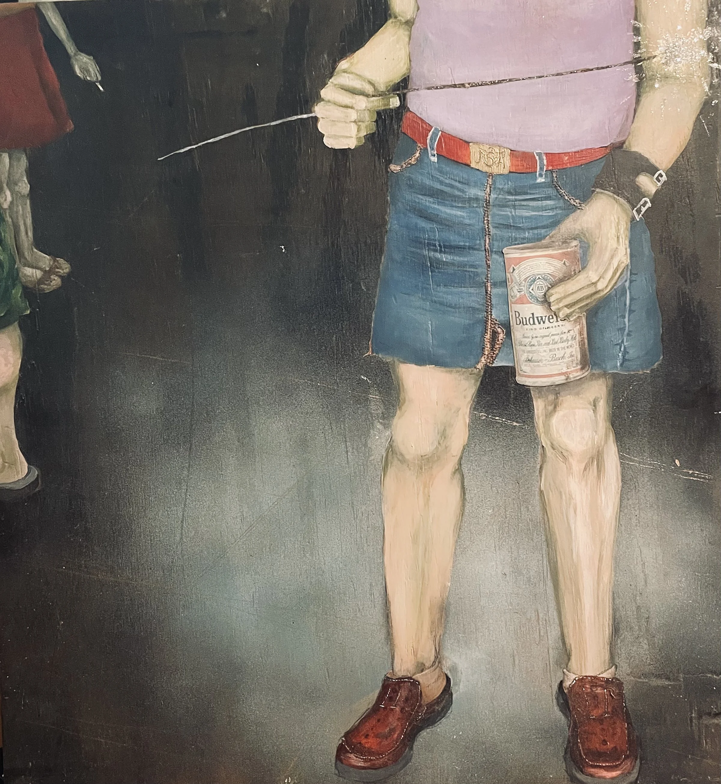 Roof Party, Mixed media on wood