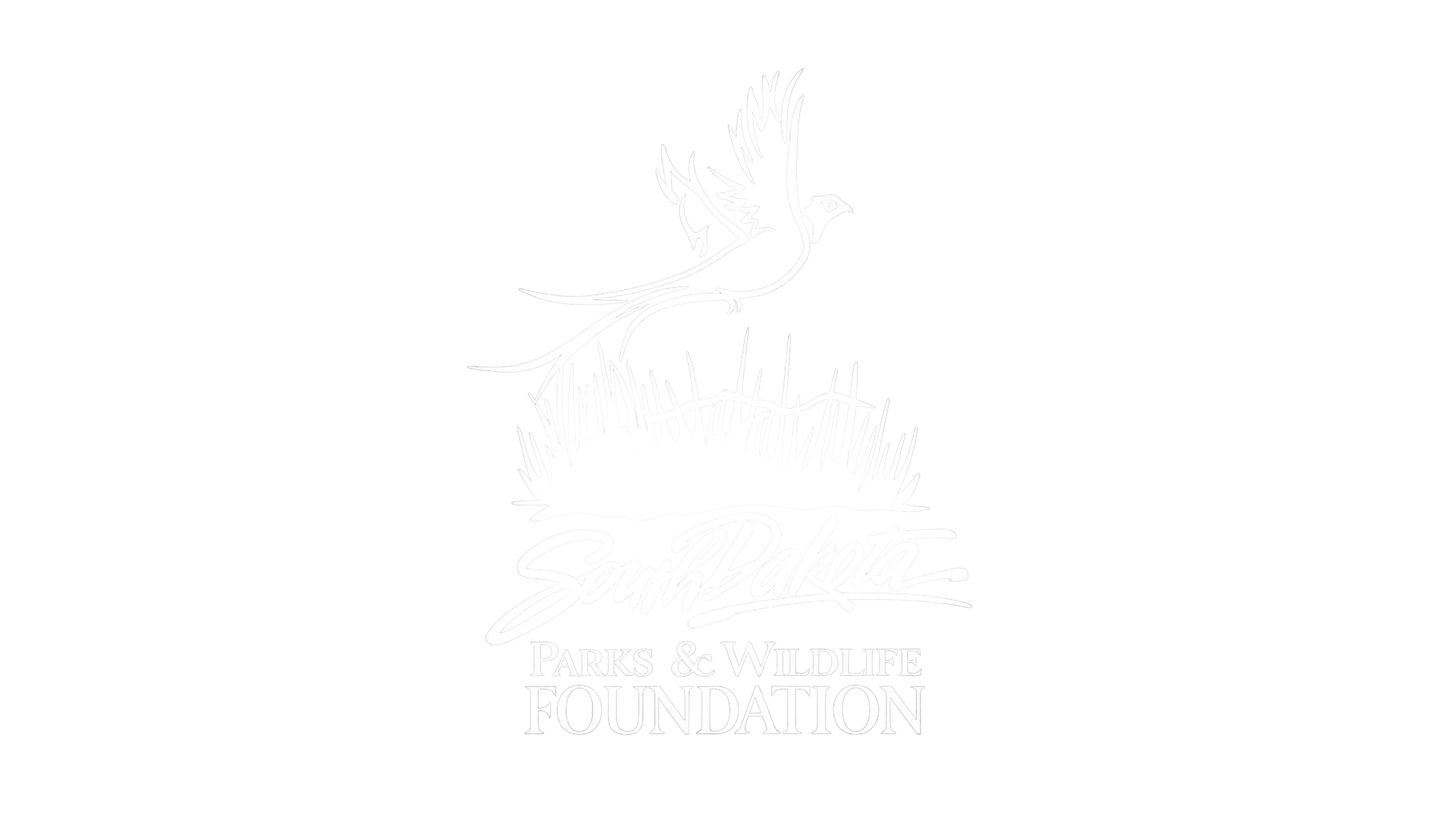 Logo for South Dakota Parks & Wildlife Foundation, featuring a flying bird above grass with the words 'South Dakota Parks & Wildlife Foundation' below.