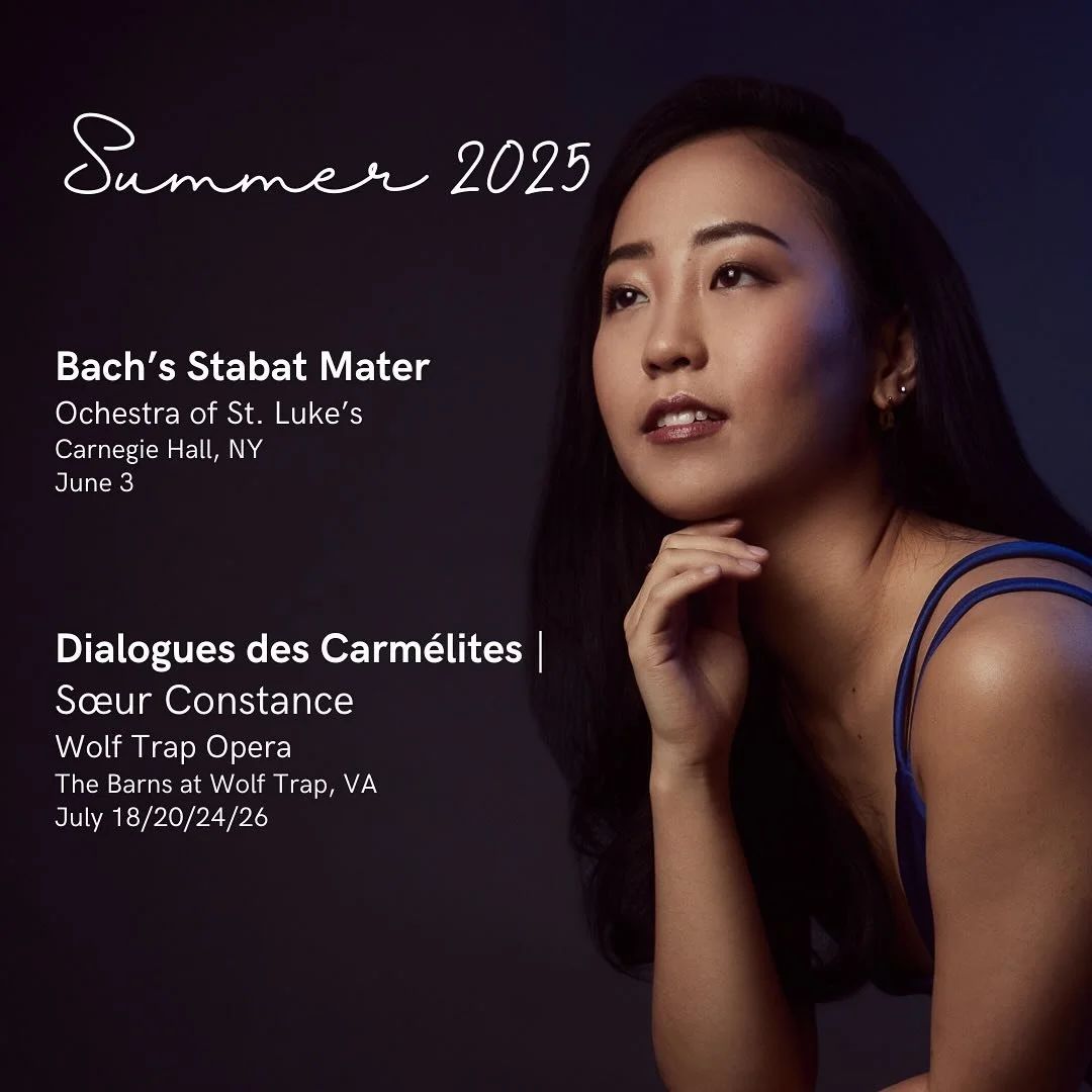 cannot wait for summer is an understatement☀️

super excited to work with orchestra of st. luke&rsquo;s and conductor lionel meunier on some bach and vivaldi, and to be making my wolf trap opera and role debut as soeur constance!