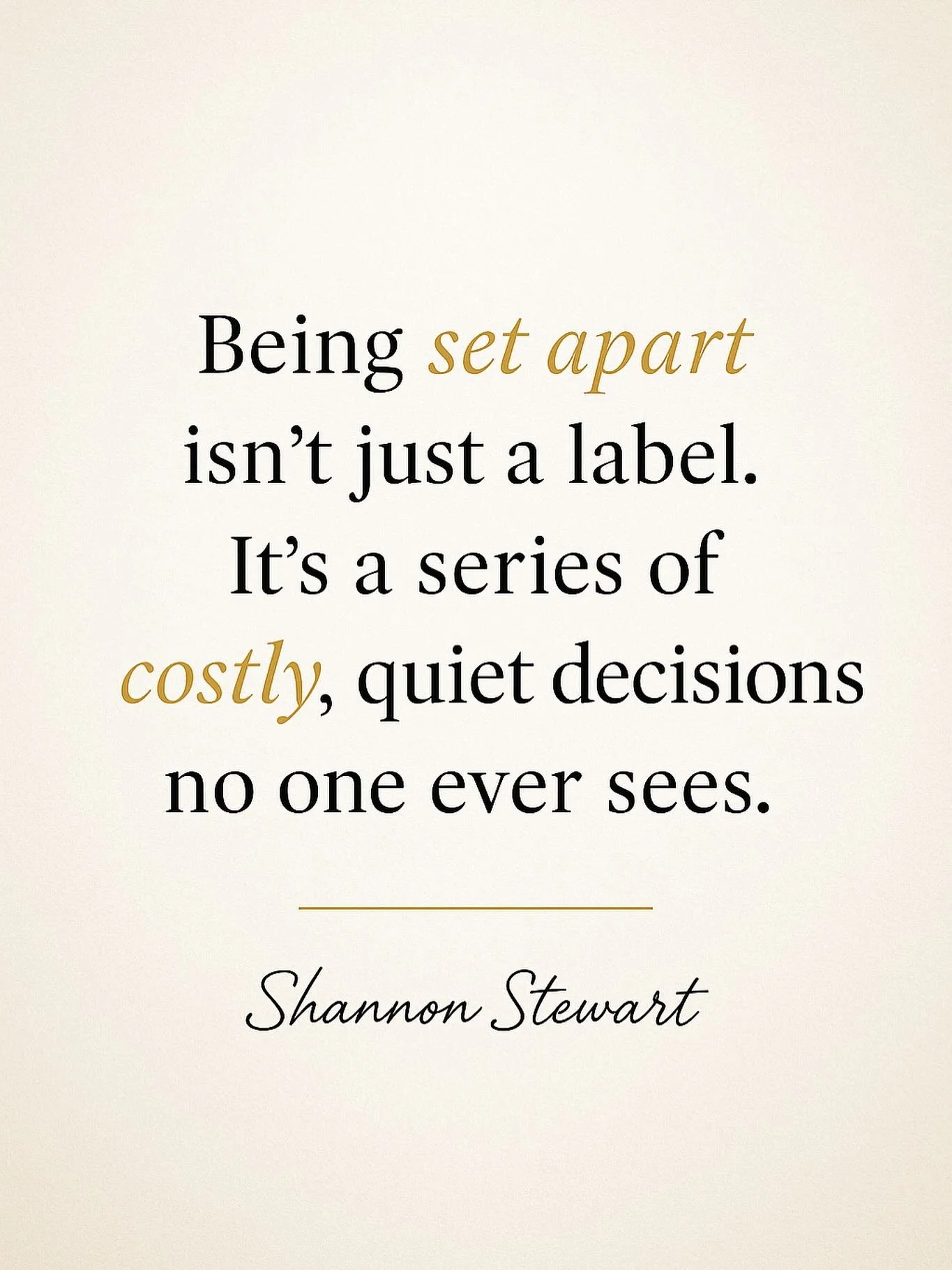 Being set apart isn&rsquo;t glamorous.
It&rsquo;s costly. Quiet. Often unseen.

God tests our hearts to reveal what&rsquo;s truly in them.
Will we keep Him first?
Will we still choose Him when no one&rsquo;s watching?
When the money, platform, or pro