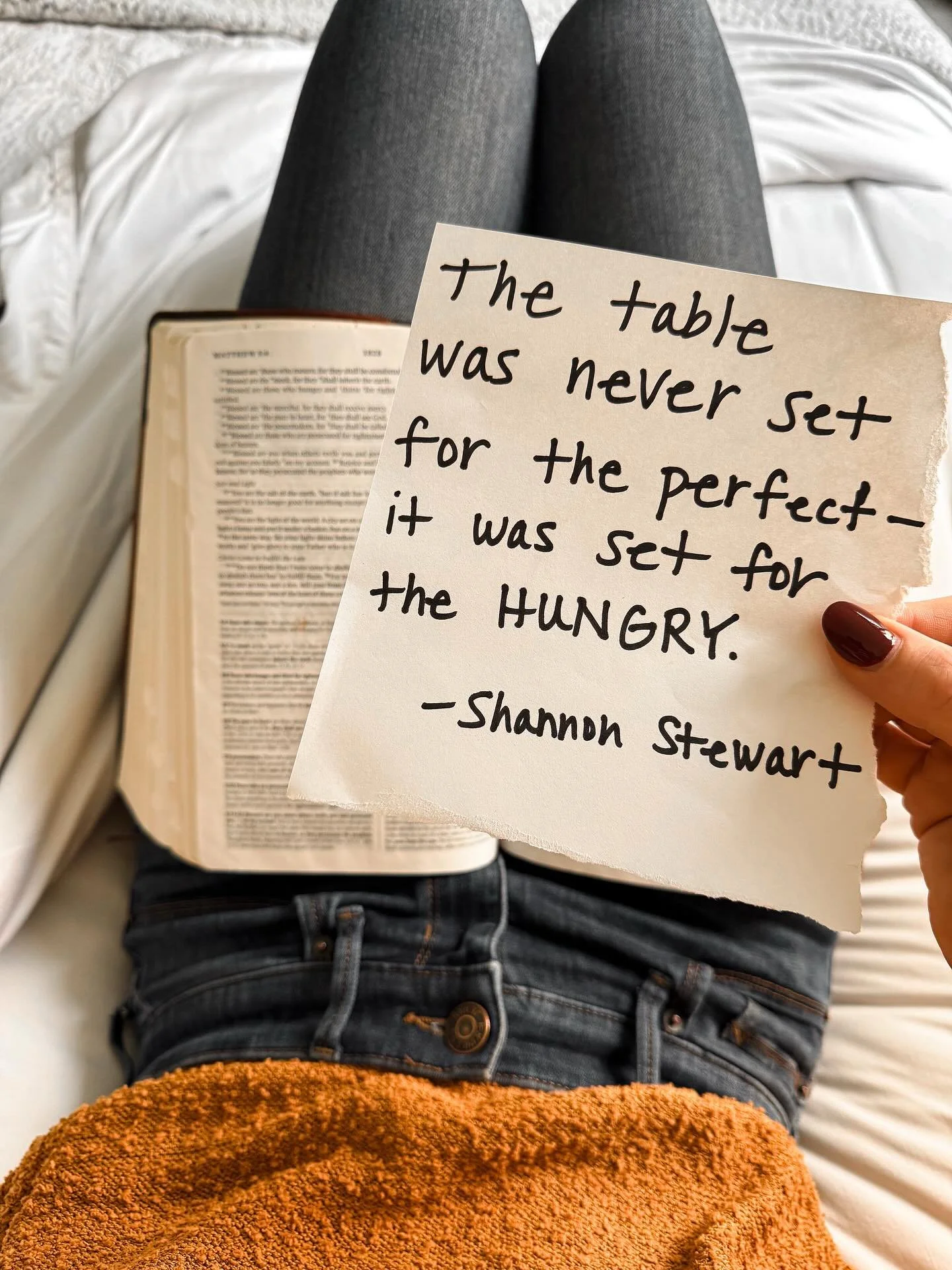 The table of grace was never set for those who think they have it all together&mdash;it was set for the ones who know they don&rsquo;t.

Jesus didn&rsquo;t come for the perfect. He came for the desperate. For the sinner. The struggler. The one who&rs