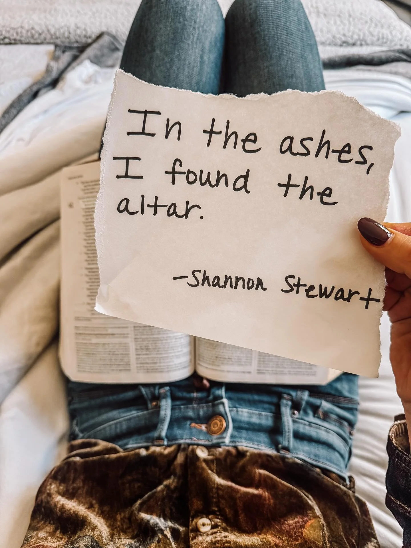 In the ashes, I found the altar. 
When everything burned down&mdash;my pride, pretense, and performance&mdash;what remained was a desperate heart and a merciful Savior.

In the rubble, I wept over my sin.
I grieved the distance I had created.
But Jes