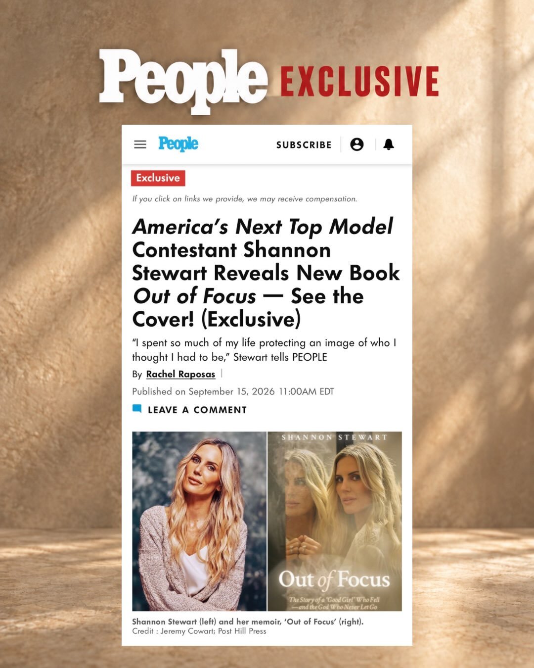 People Magazine exclusively revealed the cover of my memoir, Out of Focus, which releases February 23, 2027 &mdash; and it is officially available for preorder. 🤍 I am beside myself.

This book has been more than 22 years in the making.

After two f