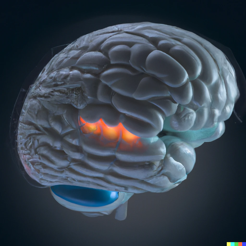 DALL·E 2023-01-17 21.59.41 - An image of a brain with different areas lit up to represent the different cognitive processes that occur while processing and responding to prompts. .png