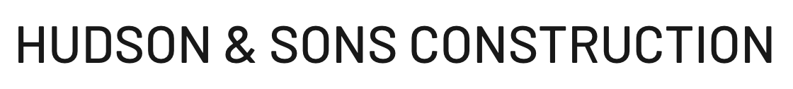 Text reading "HUDSON & SONS CONSTRUCTION" in bold black letters on a white background.