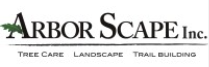 Arbor Scape Inc. logo with services: tree care, landscape, trail building.