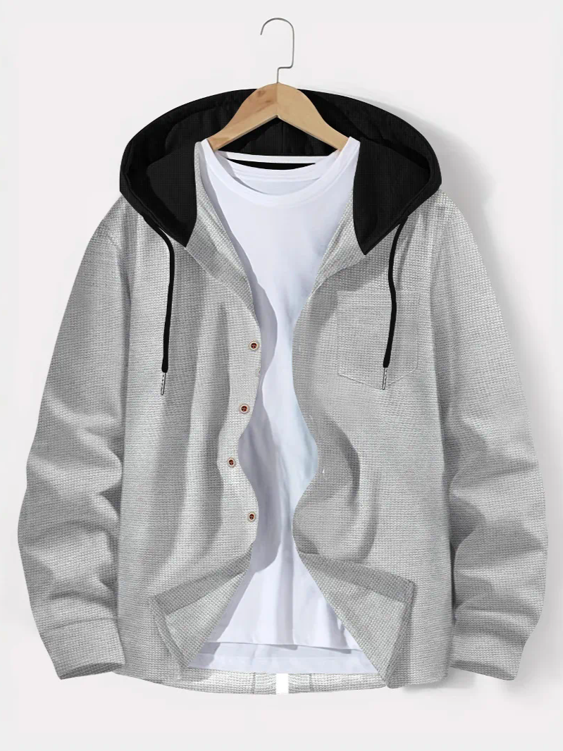 Men's Waffle Slim Fit Hooded Sweatshirt