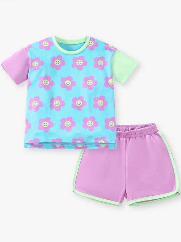 Girl's Floral Top and Shorts Set