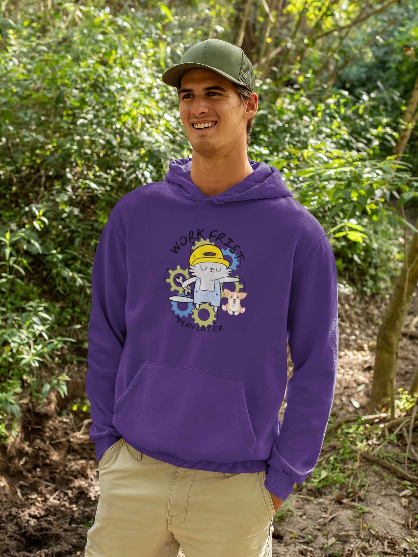 Men's Work First Play later Hoodie