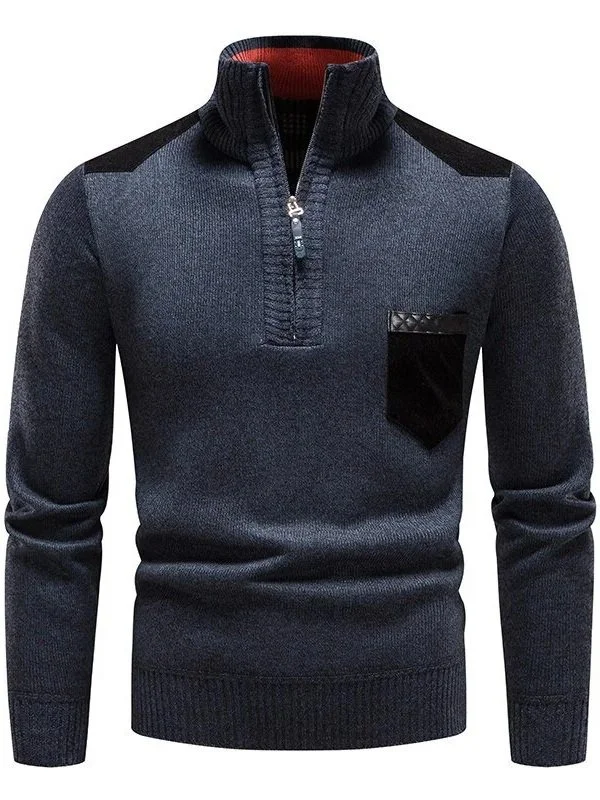 Men's Mock Neck Zipper Sweater