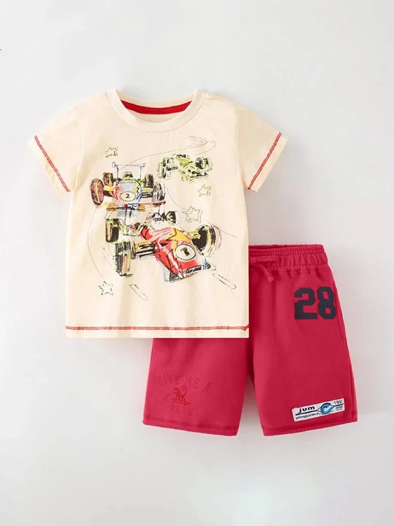 Boy's Print Pattern Shorts Set