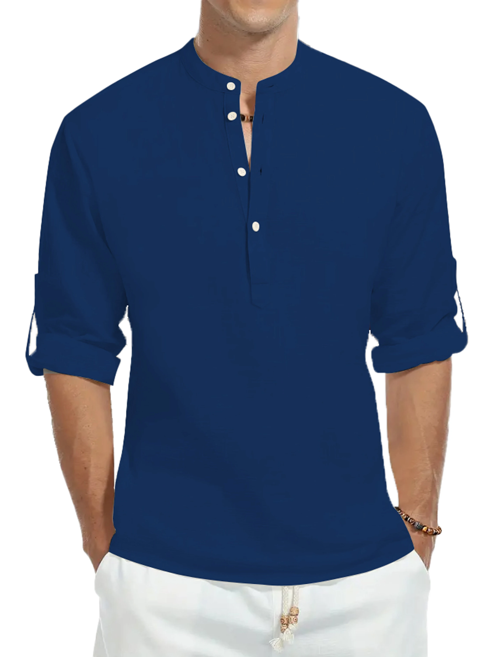 Men's Stand-Up Collar Cotton Shirt