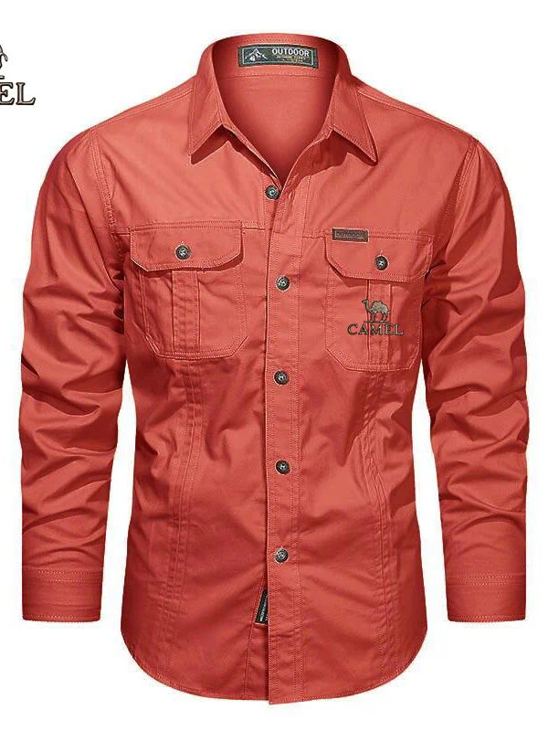 Men's Camel Authentic Emblem Dress Shirt