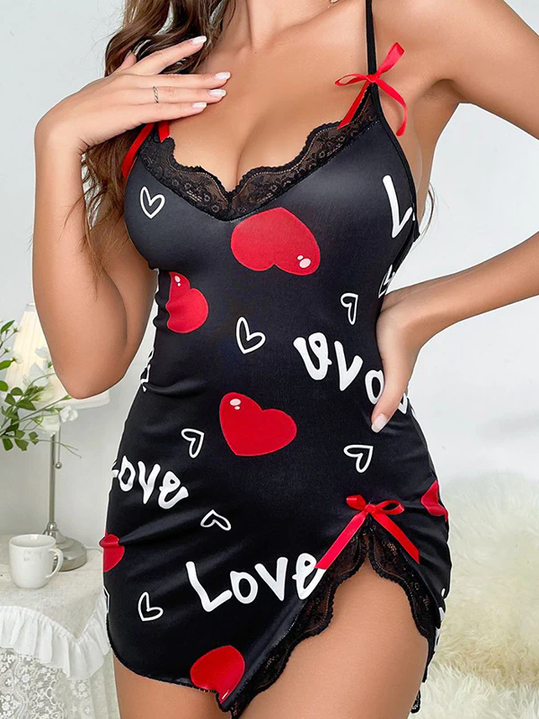 Women's Lace Edge Sling Side Split Sleepwear