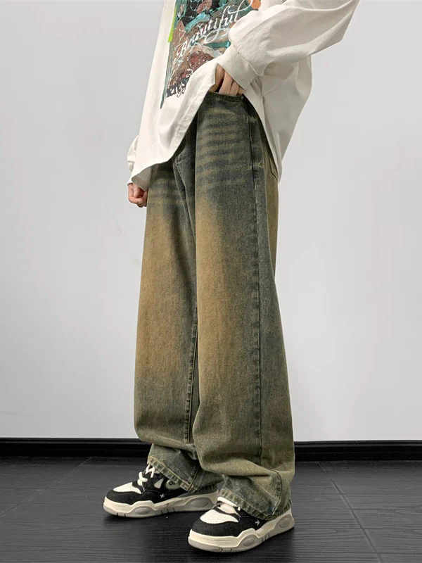 Men's Wide Leg Loose Straight Denim Pants
