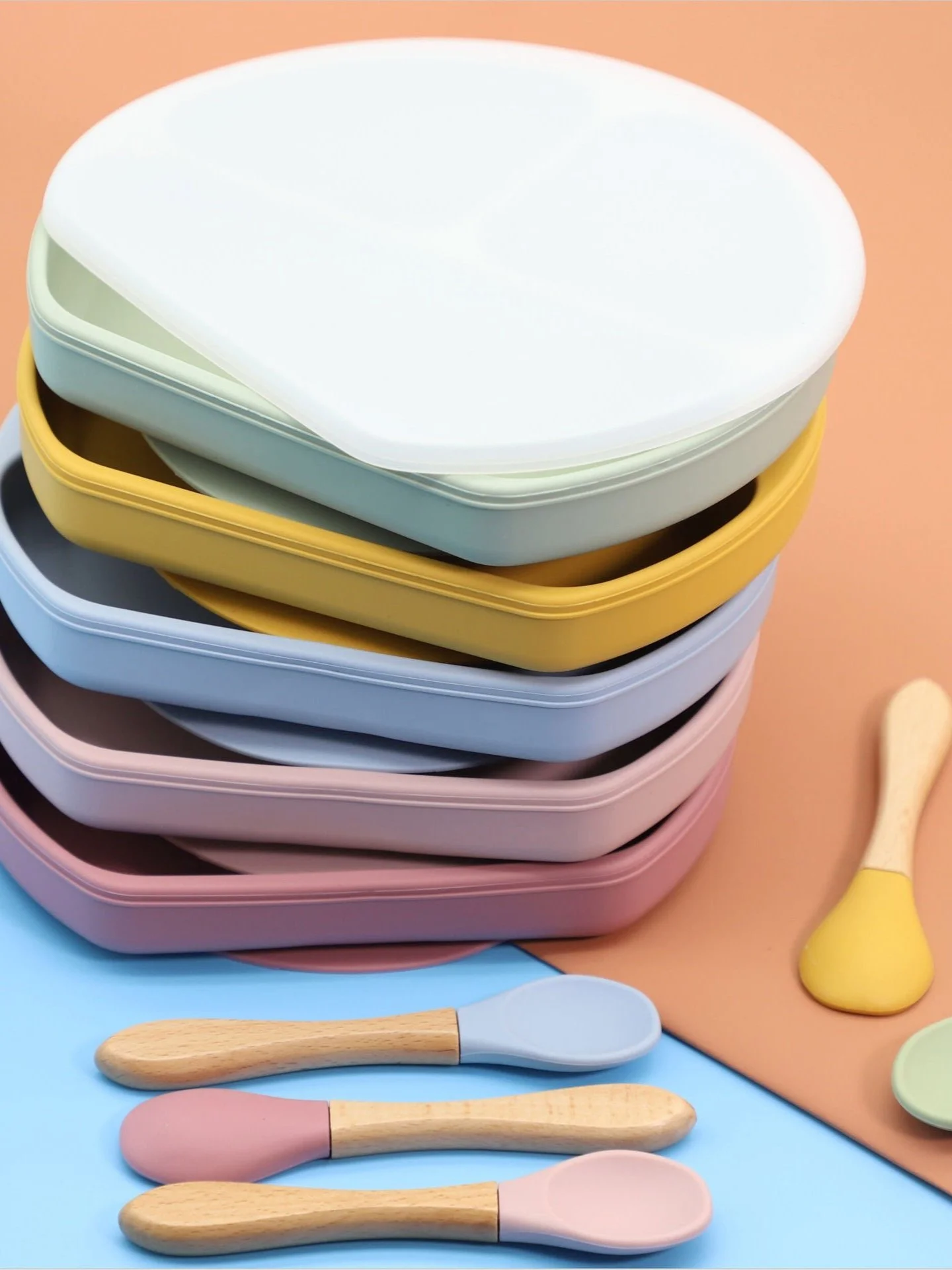 Baby Silicone Compartment Plate and Spoon