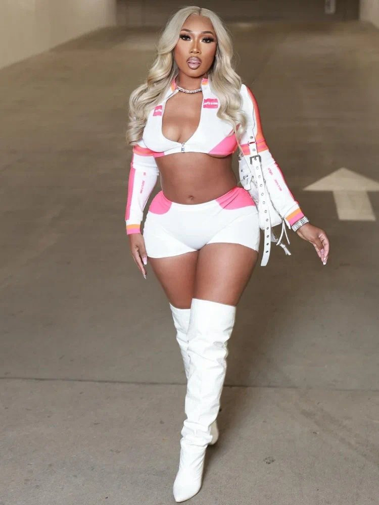Women's 2 Piece Crop Top and Shorts Suits