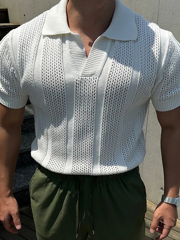 Men's Mesh Slim Fit Knitted Shirt