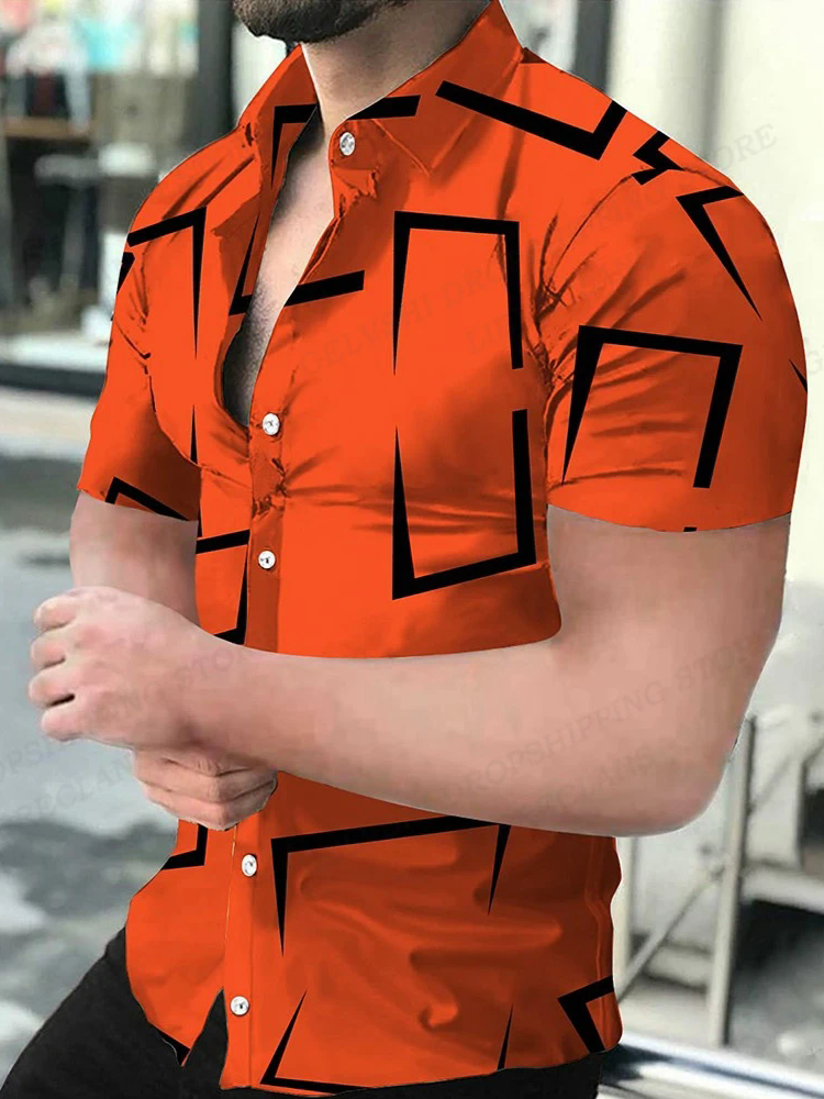 Men's 3D Print Geometric Shirt