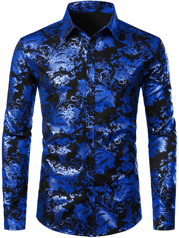 Men's Luxury Gold Floral Dress Shirt