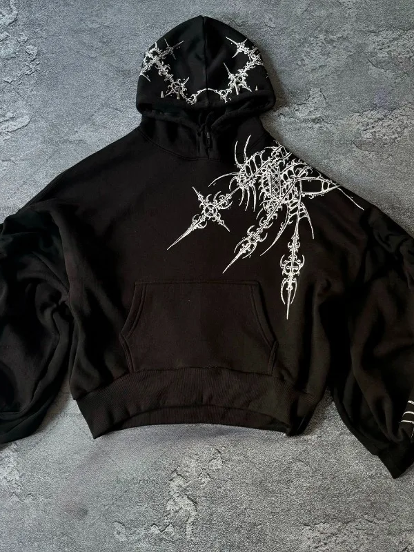 Women's Retre Oversized Hooded Crop Top