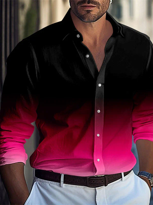 Men's Color Blocking Dress Shirt