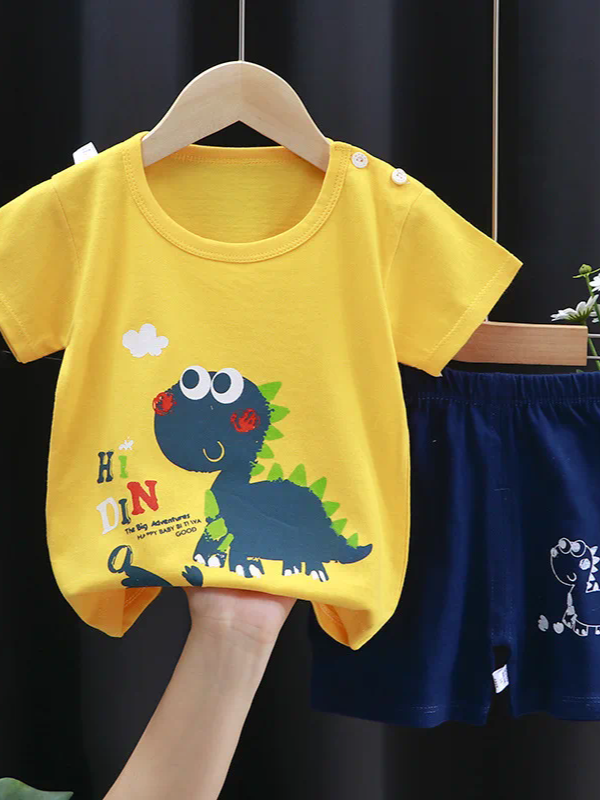 Baby Boy's Cartoon Print 2Pcs Shorts Set