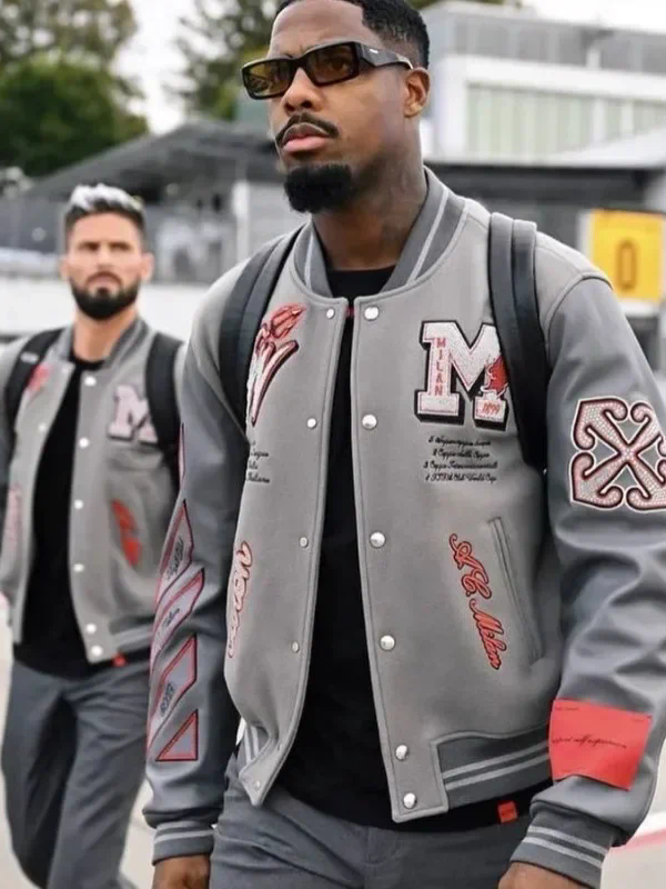 Men's Soccer Embroidered Bomber Jacket