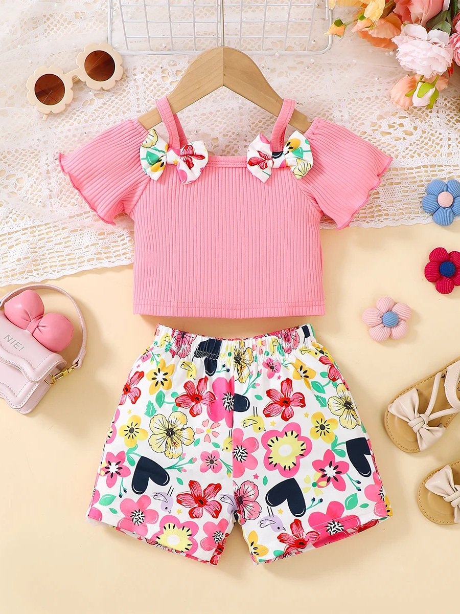 2pcs Baby Girl Shorts Set