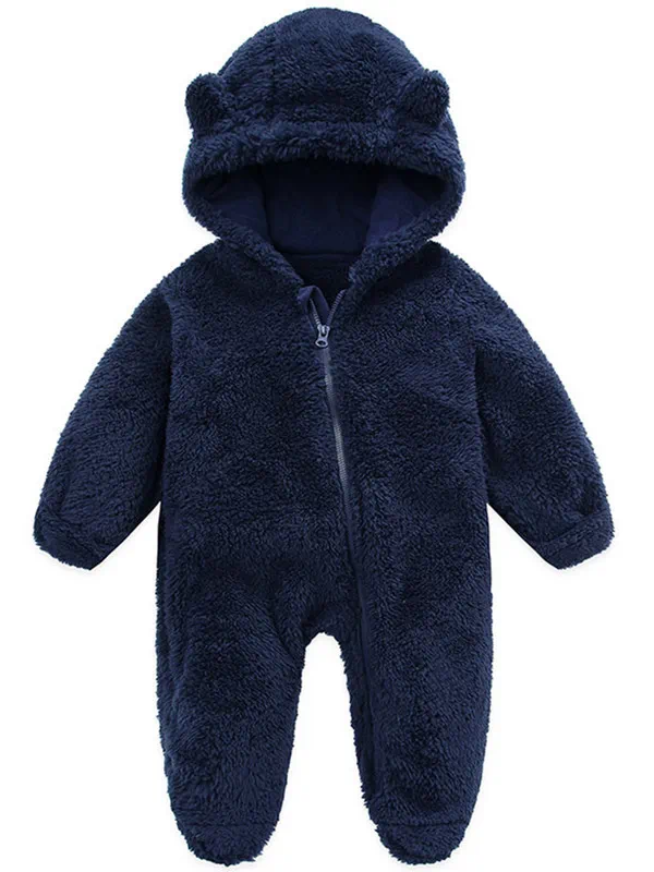 Unisex Babies Hooded Rompers