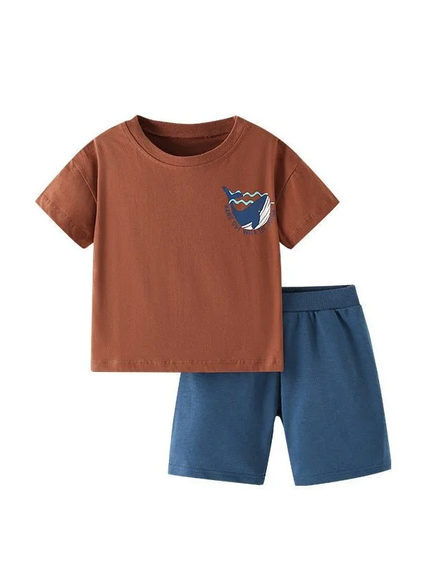 Boy's Cartoon Pattern Shorts Set