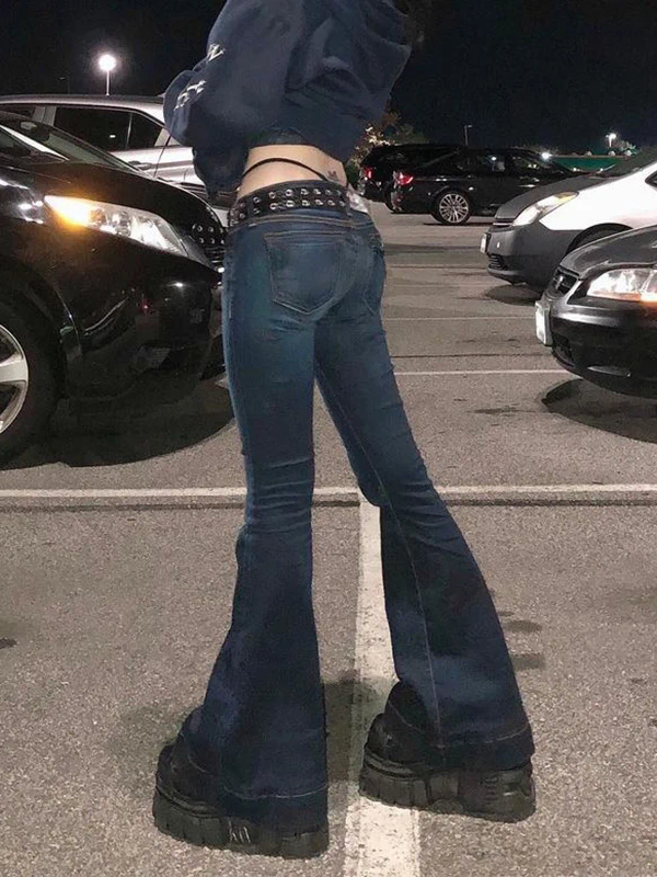 Women's Vintage Flare Low Waist Jeans Pants