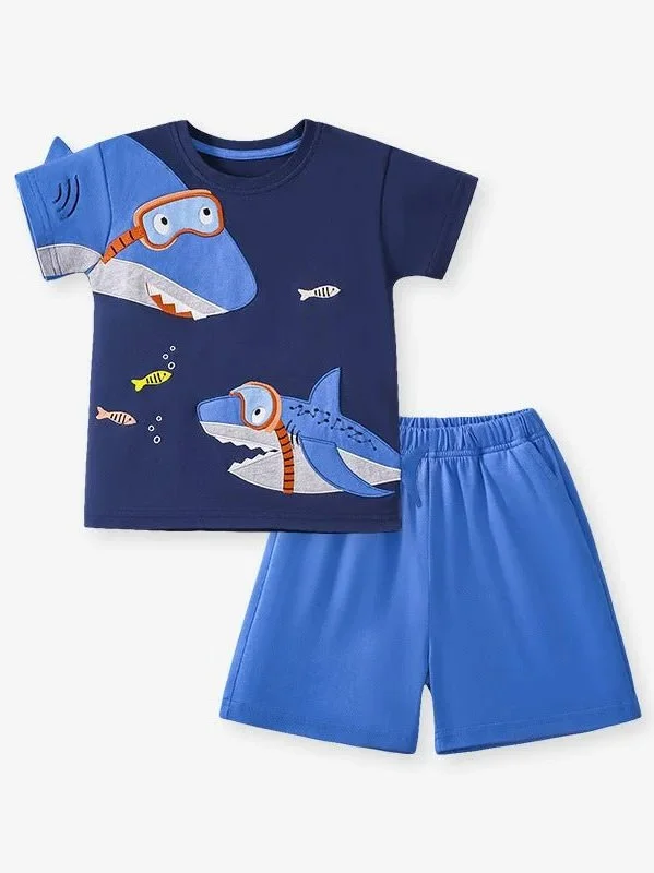 Boy's Shark T-Shirt and Shorts Set