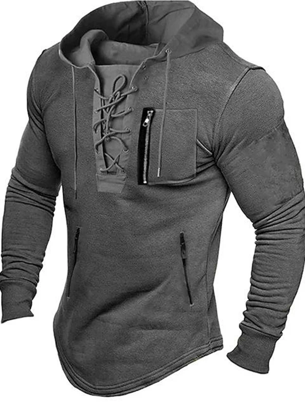 Men's Lace up Drawstring Top